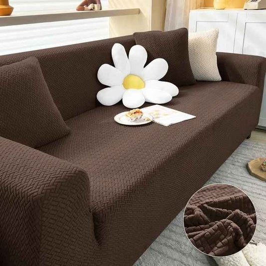 Thick Butterfly Slipcover Couch Sofa Covers Stretch Classic Knitting - Brown