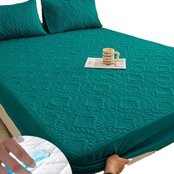 MAT Solid Colour Quilted Ultrasonic 100% Waterproof Mattress Cover For Double Bed Fitted Mattress Protector Anti Sleep Bed Sheet (Zink)